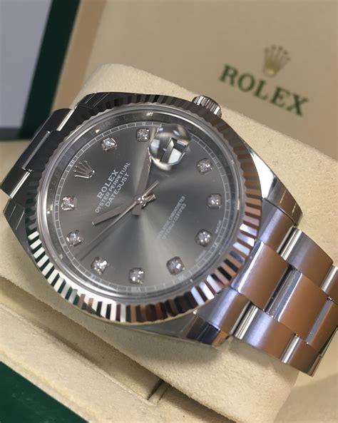 rolex datejust 41 steel dark rhodium diamond dial|new rolex datejust 41 2021.